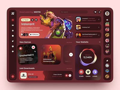 Game Dashboard UI UX Design