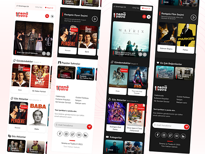 Home page mobil - Sinema Tiyatro cinema design minimal mobil responsive design theater ui ui design ux ux design web design