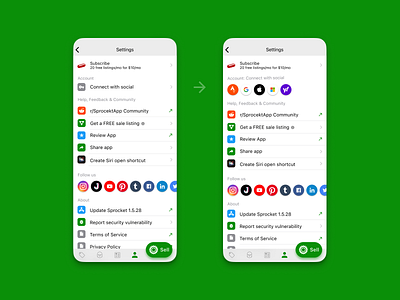 Sprocket iOS Settings Sign In Buttons Redesign apple auth bicycle bike frictionless google ios iphone microsoft redesign settings sign in sign up simple simplified sprocket strava ui ux yahoo