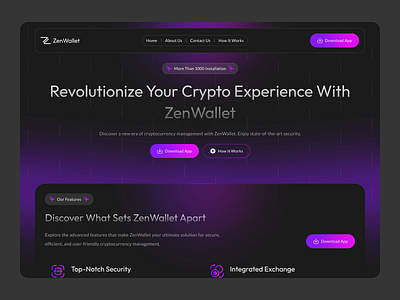 Crypto App UI/UX Landing Page Design