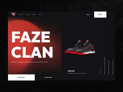 UI/UX design for FaZe Clan website cybersport design interface ui ux website
