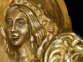 Medal Relief drawing god medal relief women