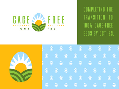 Cage-Free Sunrise Yoke branding chicken egg field icon logo pattern protein sunrise yoke