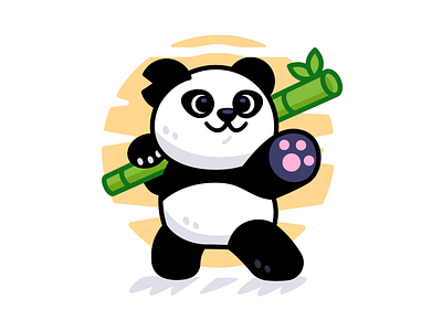 Panda Fighter animal baby bamboo cartoon character children china cute design flat funny illustration kids kung fu logo mascot panda sweet vector zoo