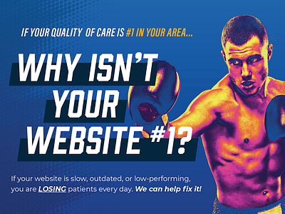 Why Isn't Your Website #1? Postcard direct mail duo tone gradient map graphic art graphic design layout marketing medical marketing postcard print sports