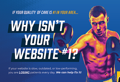 Why Isn't Your Website #1? Postcard direct mail duo tone gradient map graphic art graphic design layout marketing medical marketing postcard print sports