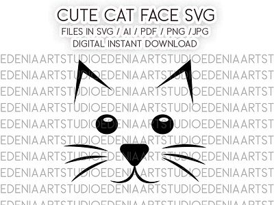 Cute Cat Face SVG animal svg big eyes cat cat face illustration pdf png svg vector