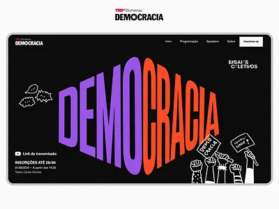 TEDx Blumenau - Democracy animation democracy event page gsap hotsite landing page lottie low code non profit tedx tedxblumenau ui ux web design webflow