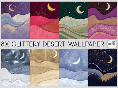 Glittery Desert Wallpaper desert glitter handdrawn moon sand wallpaper
