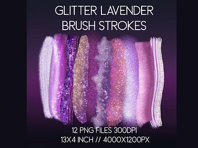 Glitter Lavender Brush Strokes amethyst bursa strokes glitter handmade lavender lilac purple