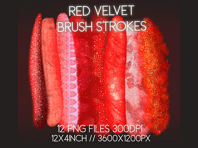 Red Velvet Brush Strokes brush strokes clipart glitter handcrafted hearts love png printable red red velvet sticker