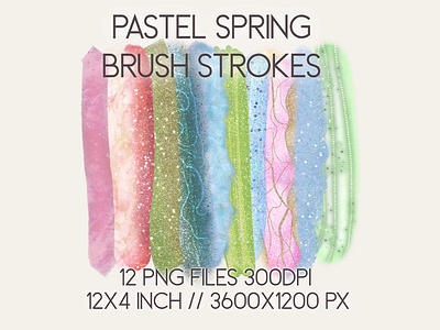 Pastel Spring Brush Strokes brush strokes clipart glitter gold handcrafted handmade pastel pastel colors soft colors spring
