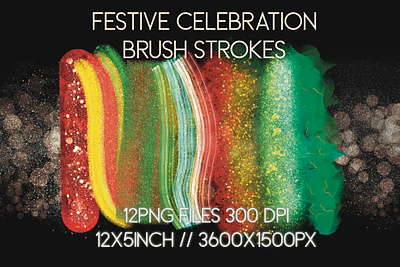 Festive Celebration Brush Strokes bursh strokes celebration festive festive colors glitter green handcrafted handmade red white yellow