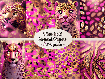 Pink Gold Leopard Papers animal digital paper gold leopard pink wallpaper