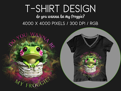T-Shirt Design Froggie clipart design frog froggie png print on demand printable shirt design sublimation t shirt vibrant colors