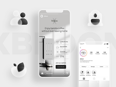Instagram Post and Icon Design for xBloom 3d coffee dark design glass glass morphism graphic design gray icon illustration instagram minimal modern morphism social media ui vector web
