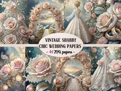 Vintage Shabby Chic Wedding Papers chic digital paper papers printable shabby shabby chic vintage wedding wedding paper