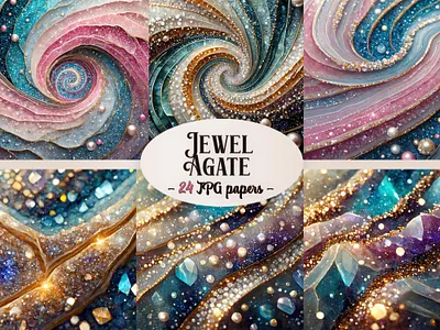 Jewel Agate Papers agate agate papers digital papers fantasy glitter jewel pearls sublimation wallpaper