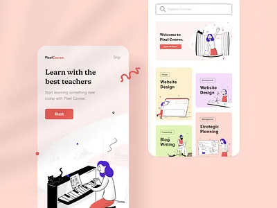 Online Education App Exploration app design education graphic design illustration learning platform ui ux