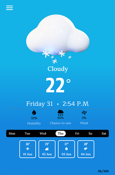 Weather Design- Daily UI - Challenge #037 daily ui figma graphic design ui ux