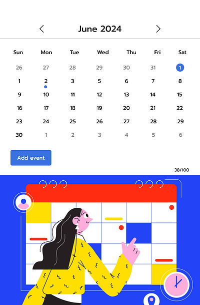 Calendar - Daily UI - Challenge #038 calender dailyui figma graphic design motion graphics ui ux