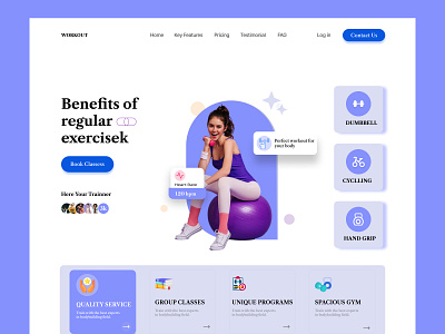 Workout WebSite Design clean design coach fintess fitness website flat gym health healthy home landing landing page minimal minimalist modern personal trainer training web design website workout yoga