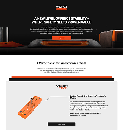 Landing page - Anchor bases Construction products ecommerce landing page product design ui design ux design web development webflow