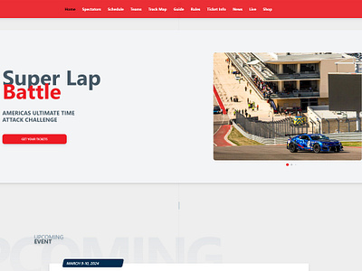 Web Design for Super Lap Battle car clean modern racing sport time attack track ui ux web design