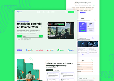 Remote job website landing page design branding colors design grid system landing page typography ui ux