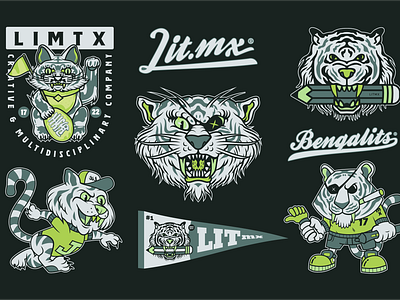 LITMX | Brand Illustrations 2dillustration badgedesign brandillustration branding design graphic design illustration mascotdesign tigerdesign tigerillustration tigermascot