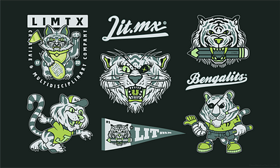 LITMX | Brand Illustrations 2dillustration badgedesign brandillustration branding design graphic design illustration mascotdesign tigerdesign tigerillustration tigermascot