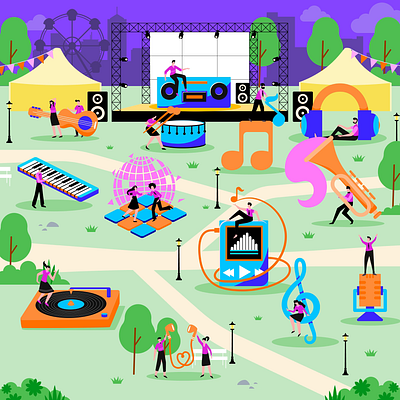 World Music Day 🎶 animation branding design design asset free asset graphic design iconscout illustration lottie lottie animation music music festival vector world music day