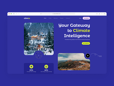 Climto - Climate Intelligence banner climate environment landing page science shot weather web design
