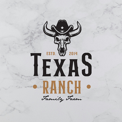 Texas Ranch bull cow death farm logo longhorn ranch skull steak template texas