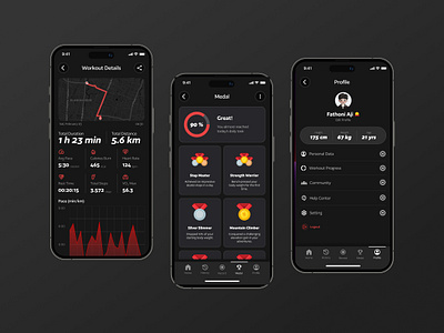 Fitness Tracker Mobile App activities activity app exercises fitness gym health iphone mobile mobile app mockup profile record running sport sports tracker ui uiux workout