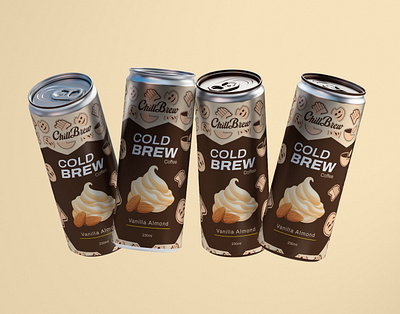 Chillbrew - Drink label | Packaging almond bean branding can design can label coffee coffee drink cold creative design drinks label graphic design illustration label design logo modern packaging design print design product design product packaging