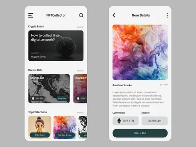 NFTCollector - Mobile App Concept app design crypto app design mobile design nft app ui ui design