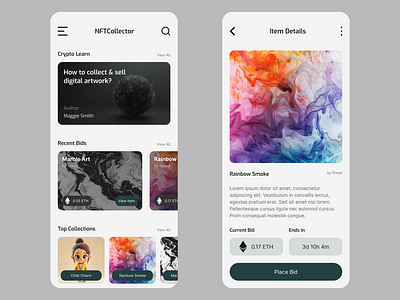 NFTCollector - Mobile App Concept app design crypto app design mobile design nft app ui ui design