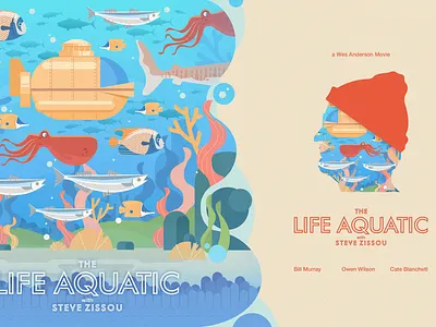 LIFE AQUATIC with Steve Zissou Poster fan art poster wesanderson movie vector