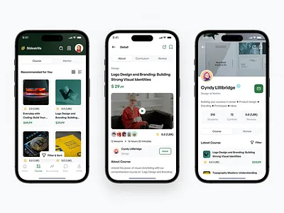 Sideskill: Online Learning App Course Page & Detail of Mentor course design edutech mentor mentor app online course online learning ui uiux