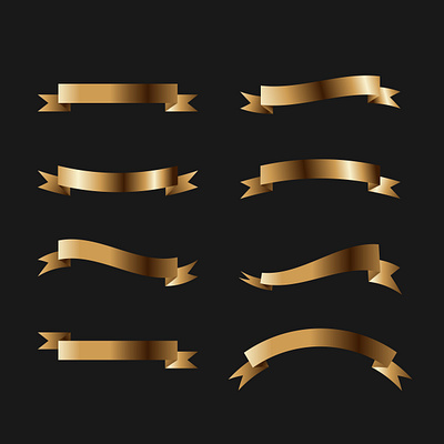 Vector illustration of golden ribbon collection exclusive ribbon