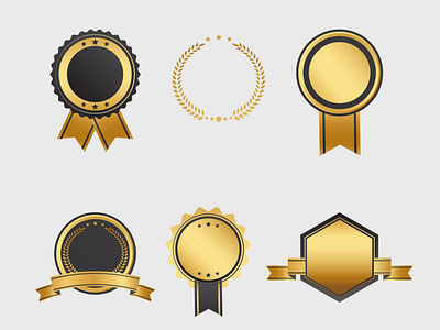 Vector illustration of realistic golden luxury badges collection certificate