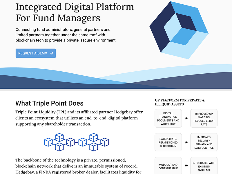 Triple Point Liquidity: Marketing Home Page design desktop homepage ui