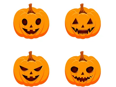 Vector flat Halloween pumpkins collection october