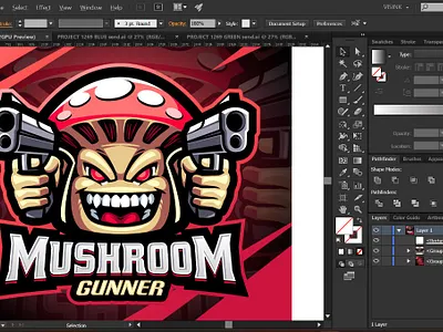 Mushroom Gunner Esport Mascot Logo Design branding esport esport logo game design games logo gunner illustration mascot logo mushroom