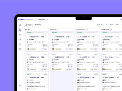 Kanban-Style Bodyshop Repair Tracker automotive dashboard kanban product design productivity repair ui ux workflow