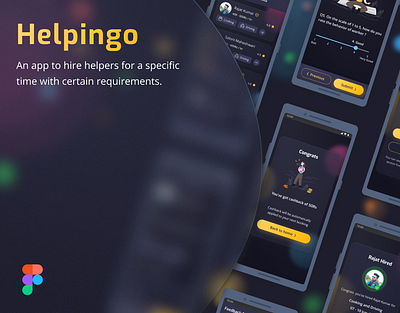 Helpingo Helper Hiring App 3d animation branding figma graphic design logo motion graphics ui