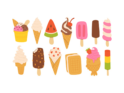 Ice cream cartoon concept design flat food icecream illustration simple sweets vector