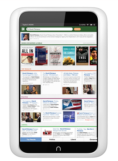 Blekko: Tablet Search app mobile nook search tablet ui ux