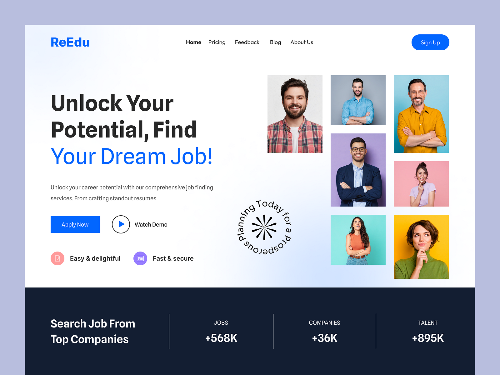 Job finding website landing page UI design by Remolly on Dribbble